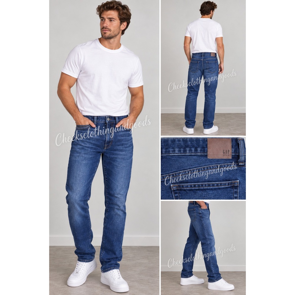 Gap Mens Slim Fit Jeans 34x30 Medium Wash Blue Denim Stretch 3178